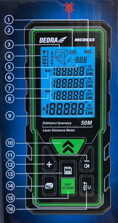 Dalmierz Laserowy 50m - Miernik Odległości DEDRA