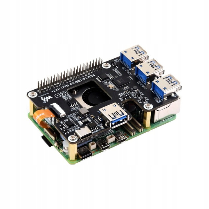 Rozszerzenie PCIe USB 3.2 dla Raspberry Pi 5, HUB PCIe na 4 x USB