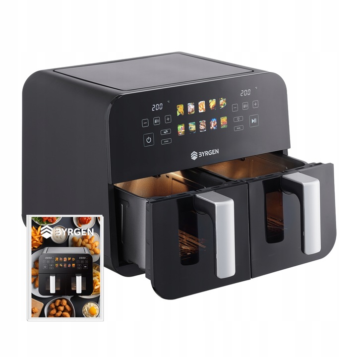Frytkownica Beztłuszczowa Air Fryer BYRGEN 9L dwukomorowa 2400W