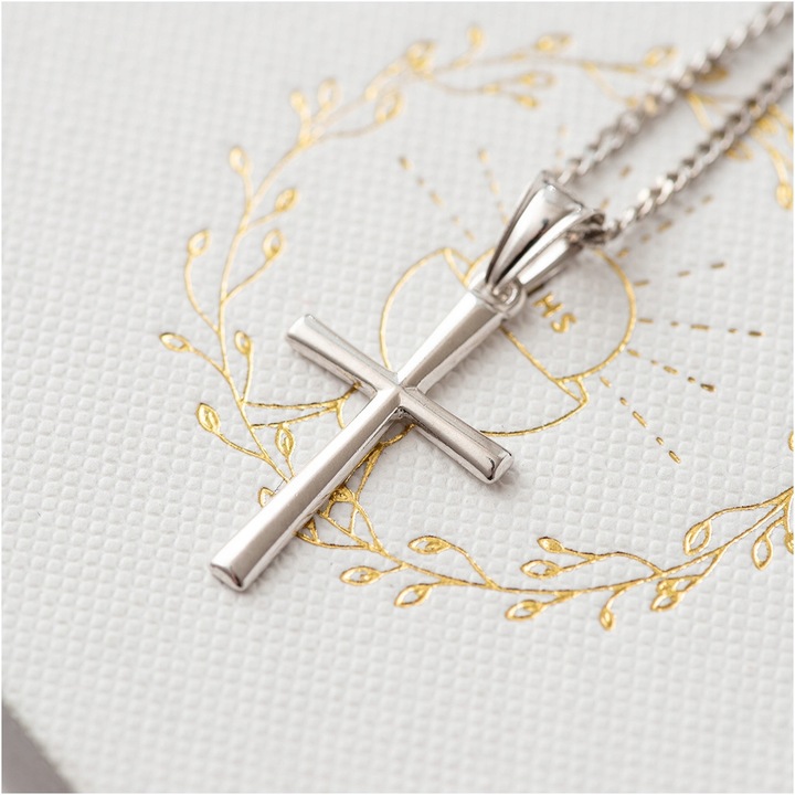 Pamiątka Komunii Świętej Srebrny łańcuszek z krzyżykiem srebro 925