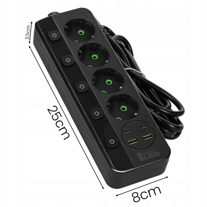 Przedłużacz Listwa Zasilająca Sieciowa 4 Gniazda 230V 3M 4x USB