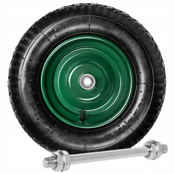 KOŁO KÓŁKO DO TACZKI TACZEK MOCNE Z DĘTKĄ POMPOWANE 4.80/4.00-8 + OŚKA