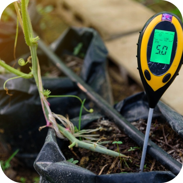 KWASOMIERZ GLEBOWY 4w1 MIERNIK DO GLEBY PH WILGONOŚĆ ZIEMI TESTER OGRODOWY