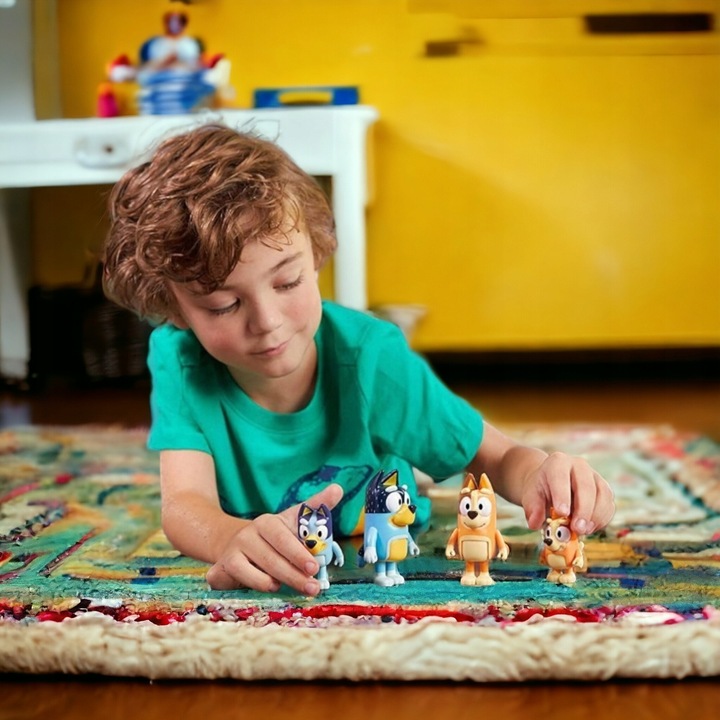 Zestaw Figurek z Bajki BLUEY & FAMILY RODZINA BINGO RADOSNA ZABAWA 4 SZT