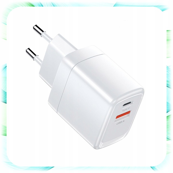 ŁADOWARKA SIECIOWA KOSTKA 2 Wejścia USB + TYP-C USB-C do Telefonu 25W biała