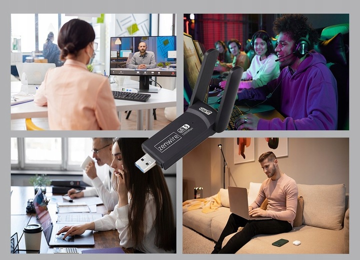 Adapter WiFi USB 3.0 Karta Sieciowa 1300MBps 5Ghz do Komputera Antena Wi-Fi