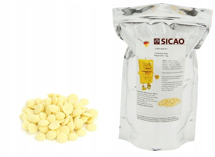 NAJLEPSZA Czekolada BIAŁA 1 KG do fontann fondue Sicao