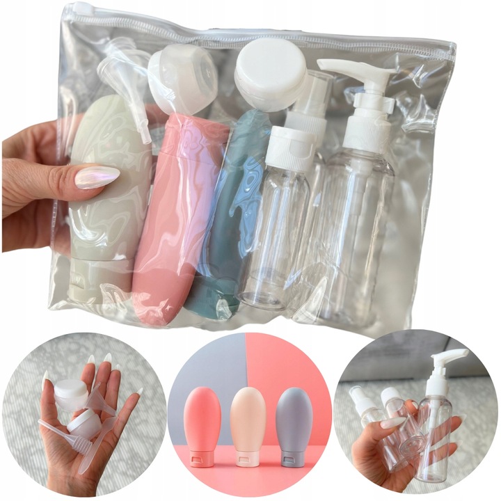 Zestaw pojemników podróżnych na kosmetyki do samolotu 11sz Kosmetyczka
