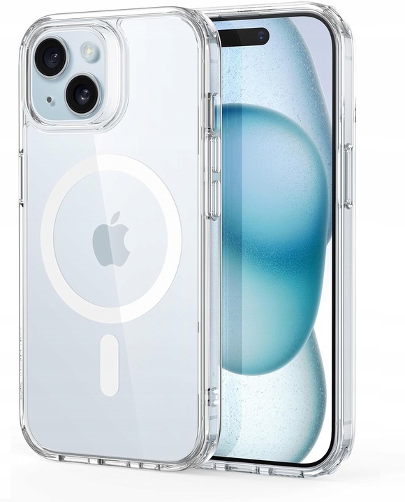 Etui Do iPhone 15 +Szkło 9H WZMACNIANE 360° do MAGSAFE CLEAR CASE