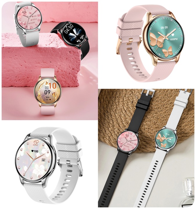 SMARTWATCH ZEGAREK DAMSKI MENU PL 300mAh AMOLED 2 PASKI BT 5.2 ROZMOWY SMS