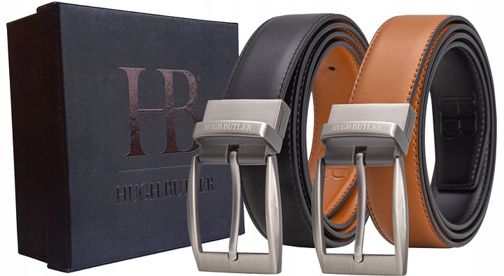 DWUSTRONNY SKÓRZANY PASEK DO SPODNI PASEK MĘSKI DO SPODNI Hugh Butler