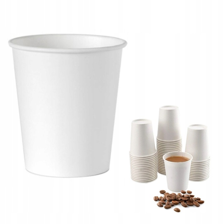 Kubki jednorazowe 100% papier białe do kawy 250ml 100szt bez dopłaty SUP