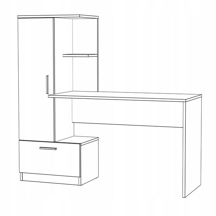 Nowoczesne biurko z regałem REGI BIAŁY REGAŁ BIURKO SZUFLADA UCHWYTY