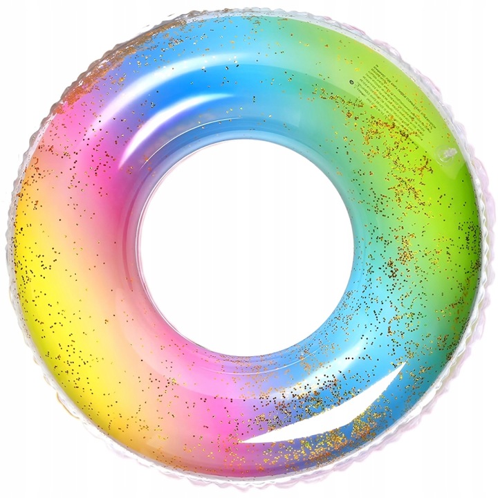 KOŁO DO PŁYWANIA PLAŻOWE DMUCHANE TĘCZA Z BROKATEM NAD WODĘ, BASEN DUŻE