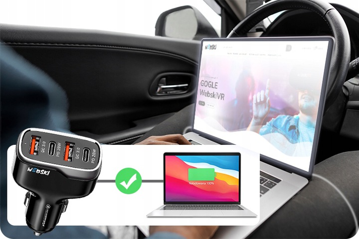 UNIWERSLANY UCHWYT SZYBA DESKA KRATKA MOCNA ŁADOWARKA 4xUSB 40W 2XPD 2XQC