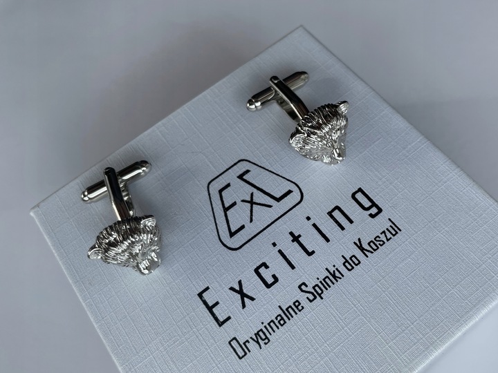 Spinki do mankietów EXC Miś Niedźwiadek Gryzli Głowa Misia w białym Etui