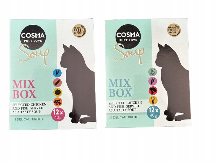 Mokra karma dla kota Cosma soup 12 x 40 g mix smaków 0,48 kg