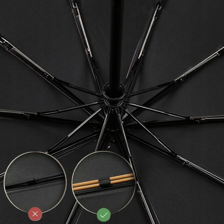 PARASOLKA AUTOMATYCZNA Z LATARKĄ LED PARASOL SKŁADANY PEŁEN AUTOMAT CZARNY