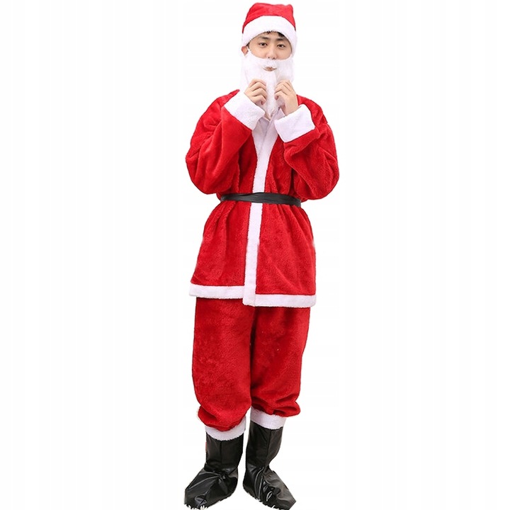 Strój Mikołaja Gwiazdora Kostium Welurowy Zestaw XXL 6 Elementów