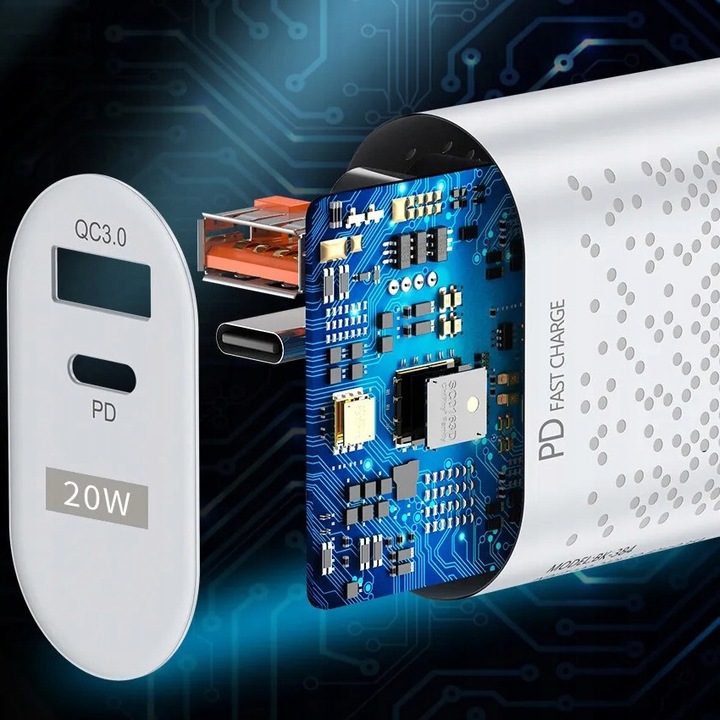 SZYBKA ŁADOWARKA QC USB QUICK CHARGE 3.0 USB-C PD 20W MOCNA TYP C ZASILACZ