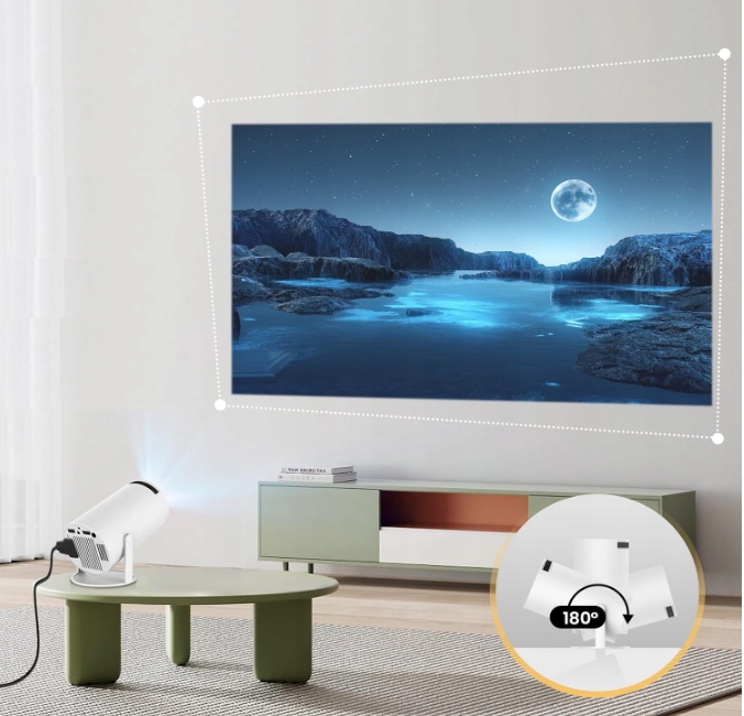 PROJEKTOR RZUTNIK ANDROID TV 4K WIFI FULL HD PRZENOŚNY SMART GŁOŚNIK