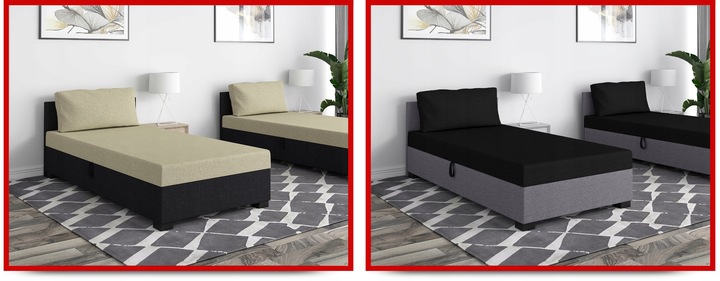 Tapczan Jednoosobowy Łóżko 80x195cm z Pojemnikiem na Pościel +