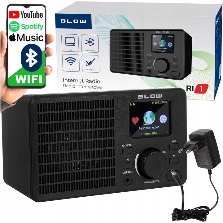 RADIO INTERNETOWE KUCHENNE SIECIOWE FM BLUETOOTH WIFI LCD RDS ALARM