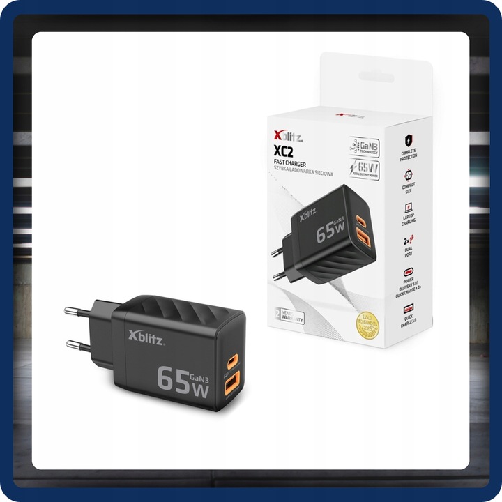 Xblitz XC2 ładowarka sieciowa 65W szybkie ładowanie USB C A