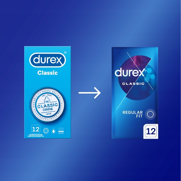 DUREX prezerwatywy CLASSIC Klasyczne Nawilżane 12 sztuk Komfortowe