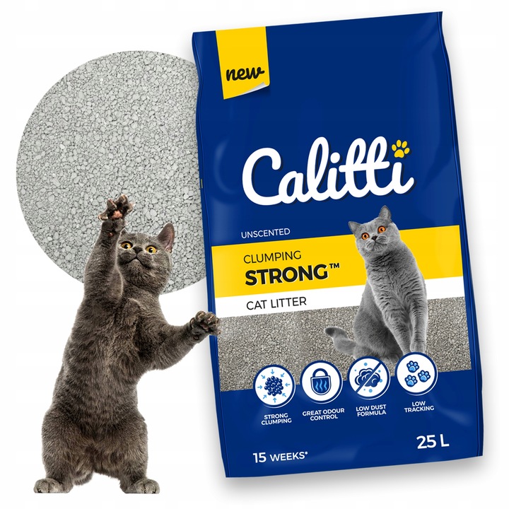 ŻWIREK BENTONITOWY zbrylający do kuweta DLA KOTA CALITTI STRONG 25L