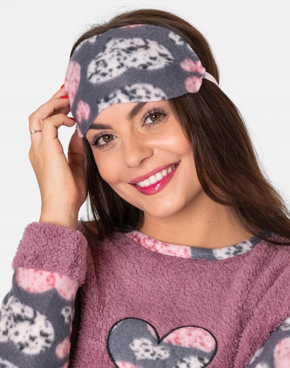 Ciepła Gruba Piżama Damska Futerko Polar Koszulka Spodnie Opaska ! 0370 r M