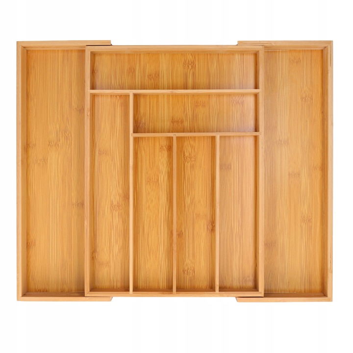 WKŁAD DO SZUFLADY na sztućce bambusowy rozsuwany regulowany organizer 52x43