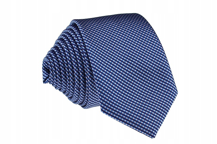 WĄSKI KRAWAT 6cm SLIM NIEBIESKO GRANATOWY W KRATKĘ