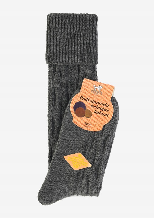 PODKOLANÓWKI DAMSKIE BABUNI GRUBE CIEPŁE Z WEŁNĄ WARKOCZ CERBER 39/42