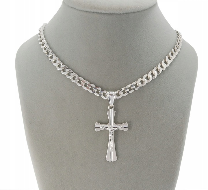 SREBRNY PEŁNY KRZYŻYK KRZYŻ Z PASYJKA DO ŁAŃCUSZKA SOLIDNY PR. 925 + GRAWER