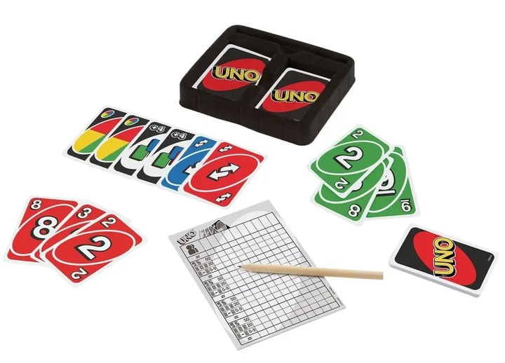 Gra Karciana UNO DELUXE Metalowe Pudełko MATTEL Wersja DELUXE + Notatnik