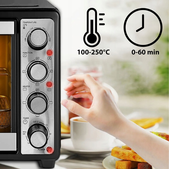 PIEKARNIK ELEKTRYCZNY MINI PIECYK PRZENOŚNY TERMOOBIEG 45L ROŻNO INOX