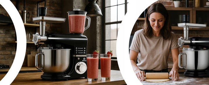 ROBOT KUCHENNY PLANETARNY Z MISĄ BLENDER MASZYNKA DO MIĘSA MIKSER 5w1