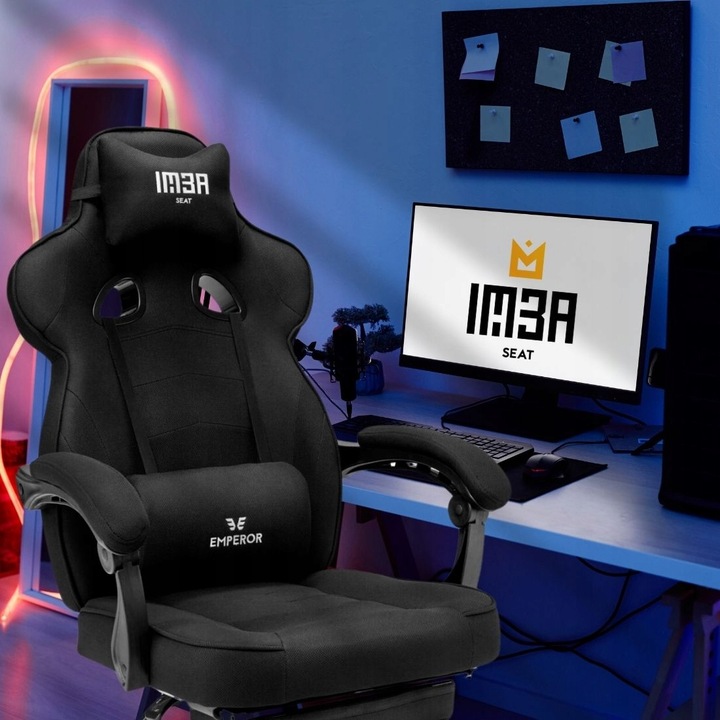 Fotel gamingowy biurowy krzesło gracza Emperor czarnyTkanina