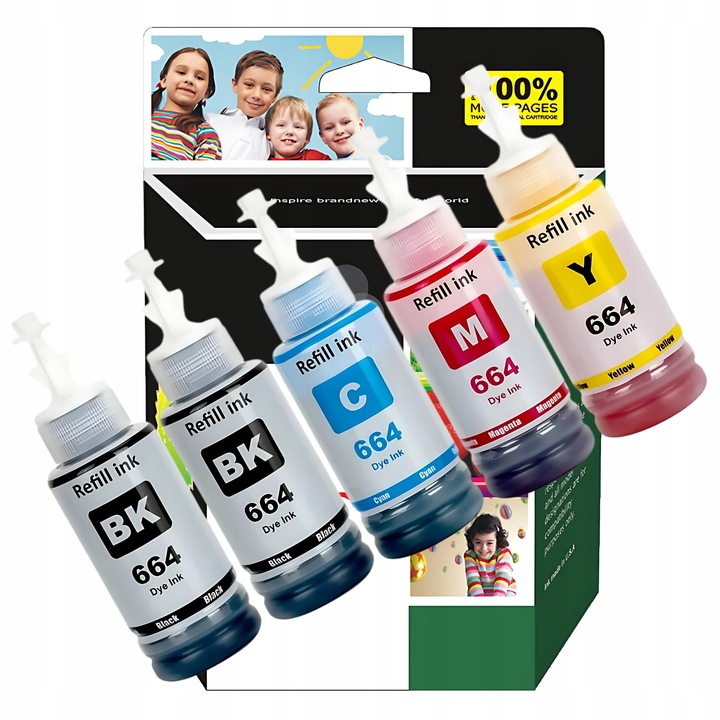 5 x TUSZ DO DRUKARKI EPSON 664 ECOTANK ITS L3050 L3060 L3070 L382 L210 L386