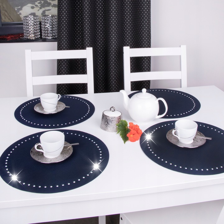 Podkładka dekoracyjna GLAMOUR koło 40 cm czarna srebro