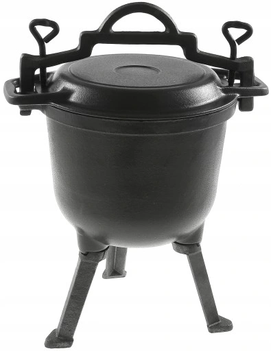 Kociołek myśliwski na pieczonki 8l żeliwny emaliowany 2w1 grill