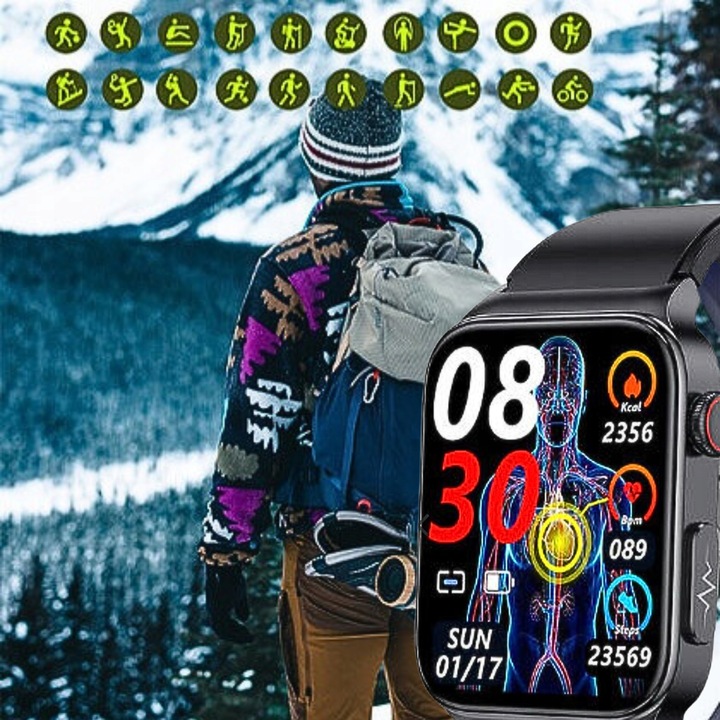 SMARTWATCH Z FUNKCJĄ POMIARU CUKRU GLUKOZA TK12 CIŚNIENIE MENU Polski WATCH