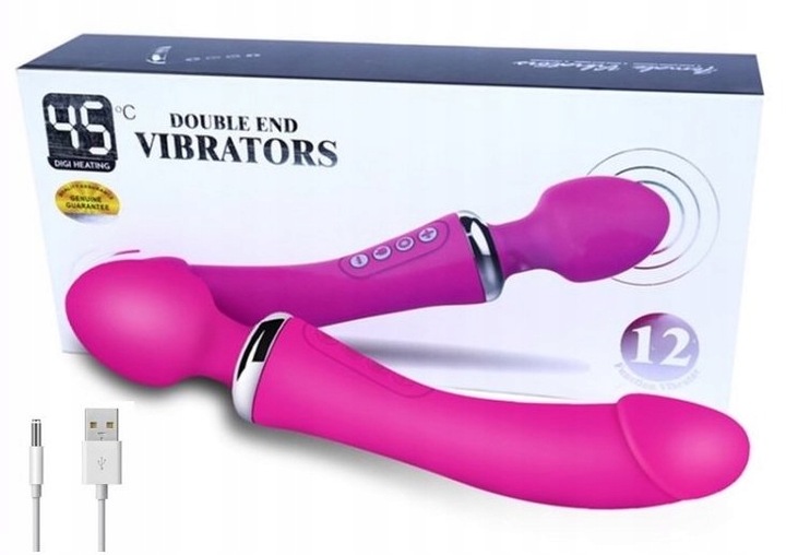 LUKSUSOWY WIBRATOR DAMSKI 2w1 PODGRZEWANY DO 45stC - USB DAWCA ORGAZMÓW