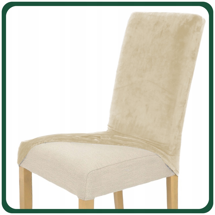 6 SZT POKROWIEC NA KRZESŁO Beż Kaszmirowy WELUR Elastyczny Gruby Pokrowce