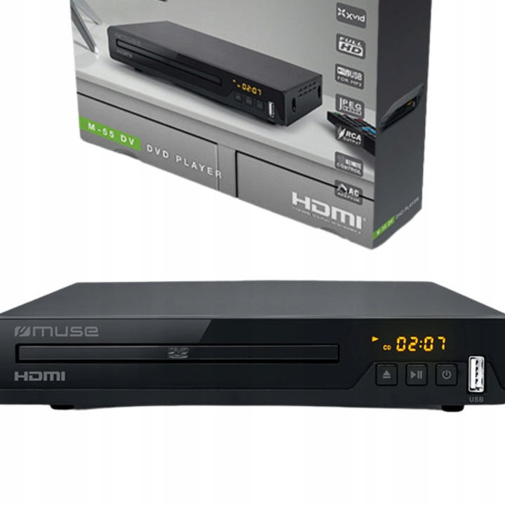 ODTWARZACZ DVD FULL HD CD-R/RW MP3 RCA Xvid USB MUSE M-55 DV PRZENOŚNY