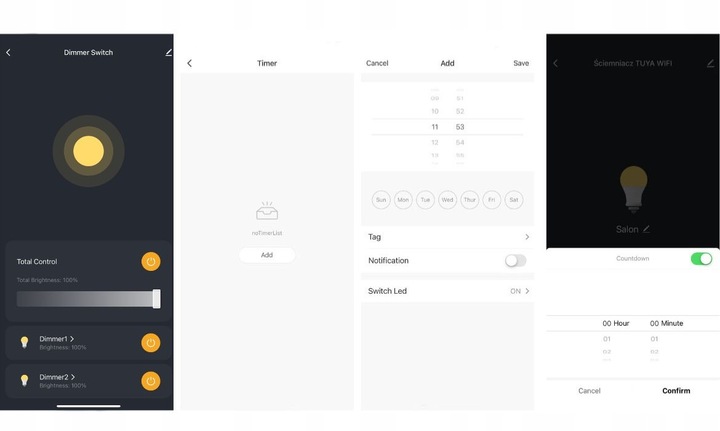 Mini Ściemniacz Wifi 2 kanały sterownik oświetlenia dopuszkowy TUYA