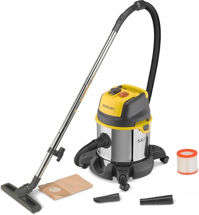 ODKURZACZ PRZEMYSŁOWY BEZWORKOWY MOCNY SUCHO MOKRO GNIAZDO STANLEY 3200W