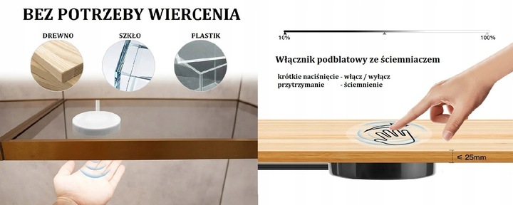 Włącznik ŚCIEMNIACZ PODBLATOWY 12V 5A bezdotykowy