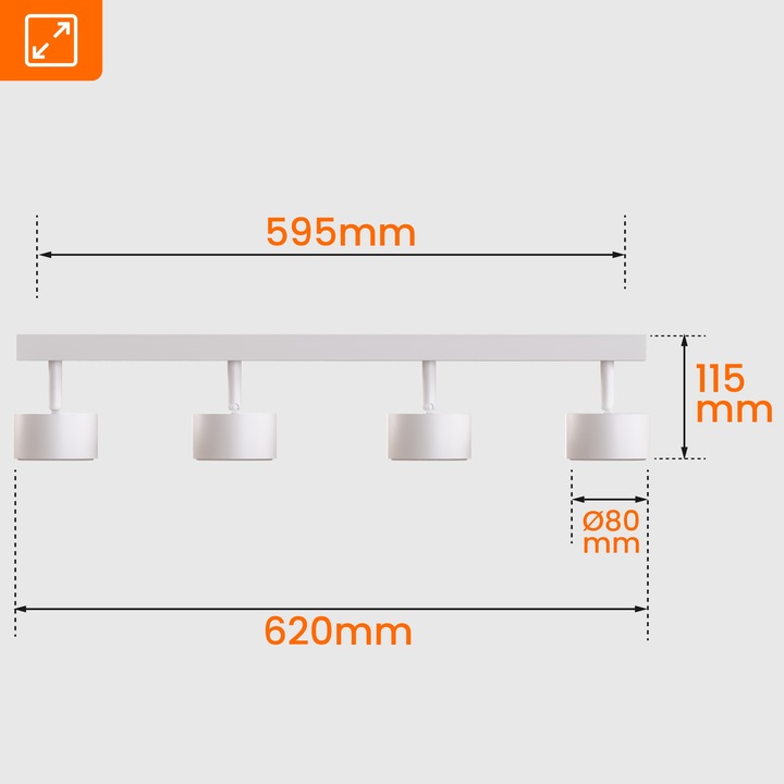Oprawa Halogenowa 4X GX53 Lampa Sufitowa Natynkowa Ruchoma Kinkiet